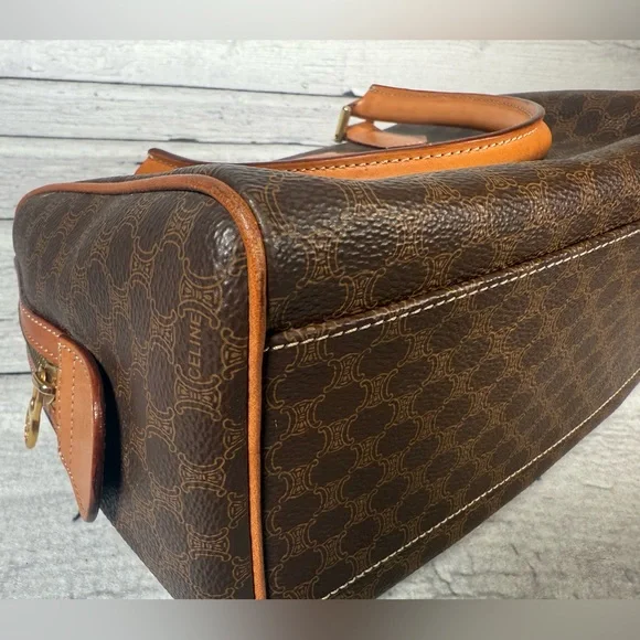 Celine Macadam Boston Brown Monogram Canvas Leather Handbag - Picture 12 of 16